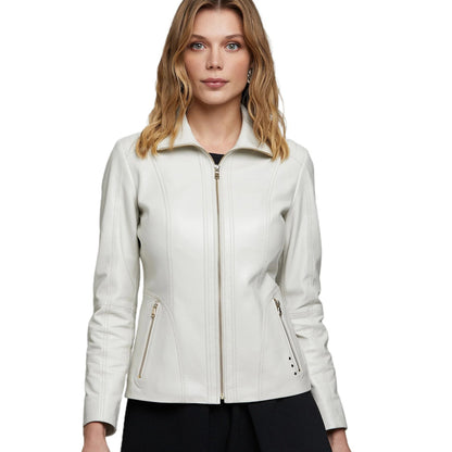 Women’s Real Beige Leather Jacket