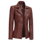Women’s Cognac Brown Leather Blazer