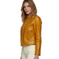 Women’s Real Windsor Tan Leather Biker Jacket